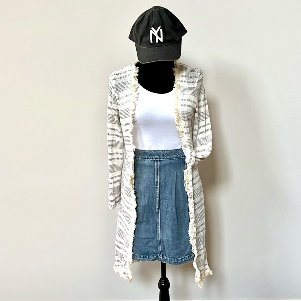 Striped Fringe Cardigan